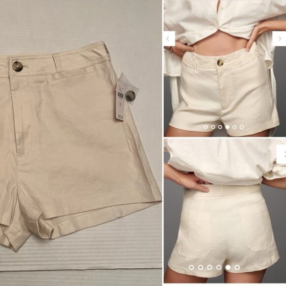 Anthropologie  NEW  Maeve The Ettie Shorts : Pitched Linen Edition - Picture 1 of 15